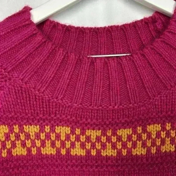 Universal Thread Womens Sweater Dark Pink Tan XL Raglan Sleeves Cropped Chunky - Picture 3 of 11